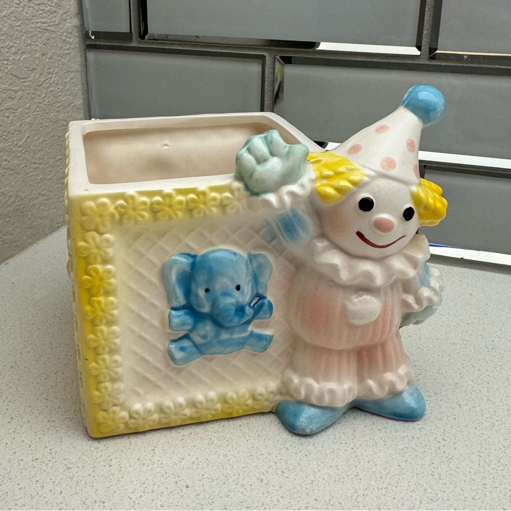 Vintage Baby Nursery Planter Clown Lion Elephant Seal Giraffe MCM 1950s Napco - Picture 2 of 12